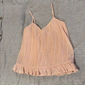 Anthropologie Women’s Lined Pale Pink Sleeveless Sequin  Top, Size 8.